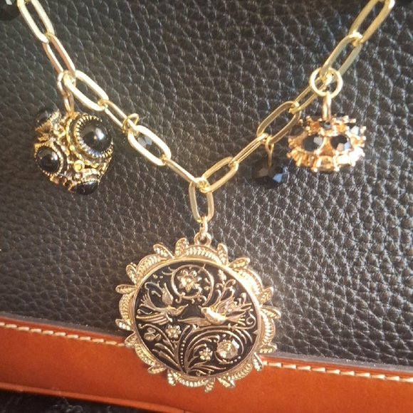 Gold Charm Bracelet with Black Accents - Picture 3 of 8